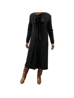 Hermes Paris Vintage Black Tie Neck Silk Tunic Dress Size EUR 42
